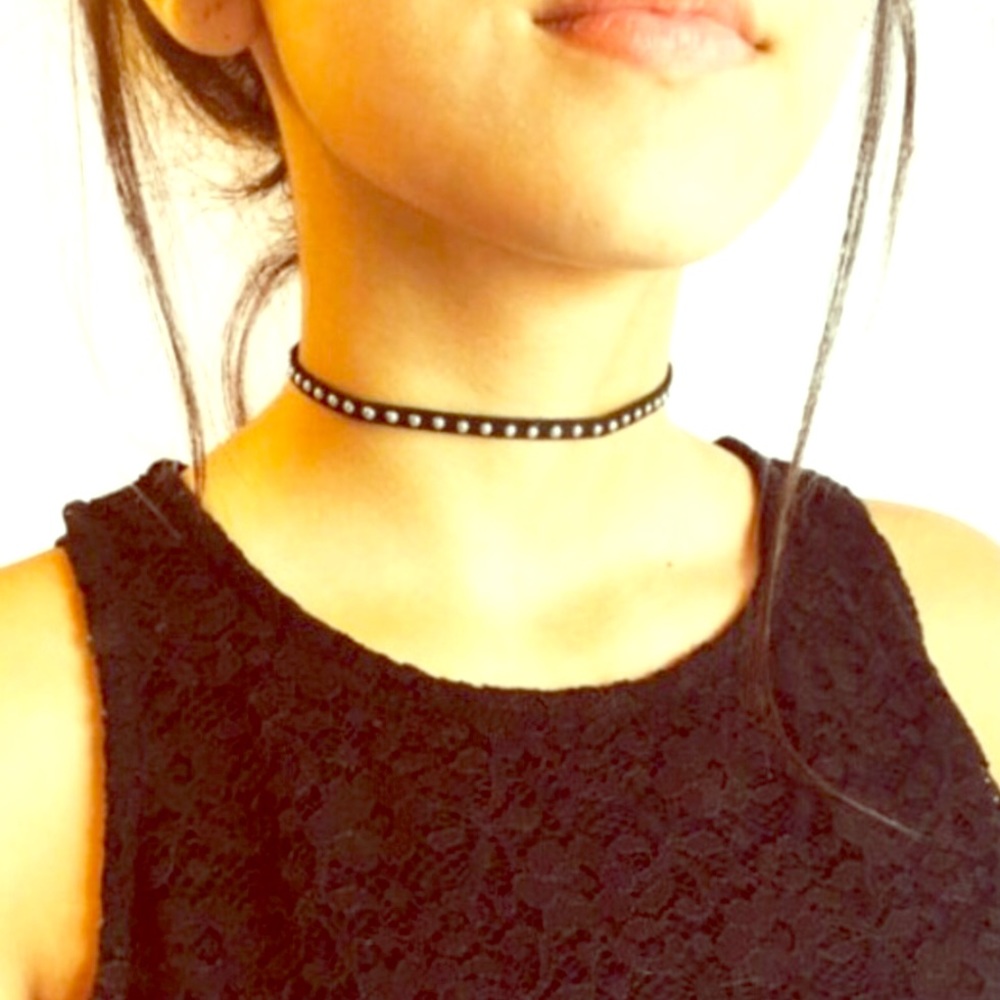 Skinny Black Studded Choker